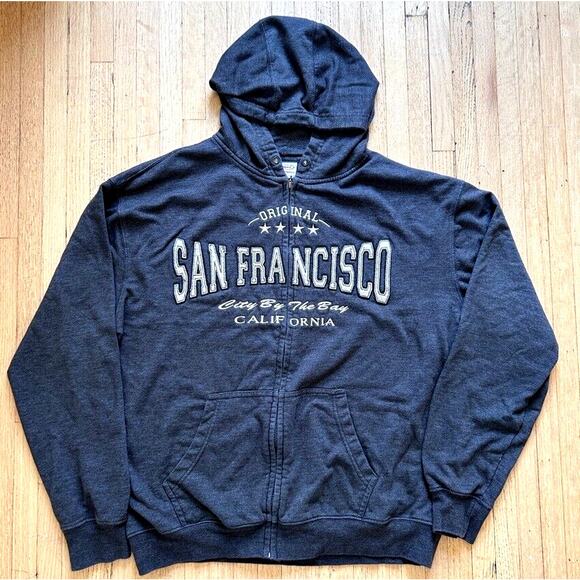San FranciscoTourist Hoodie Sweatshirt  Mens Size L Gray Embroidered Full Zip - Picture 1 of 8